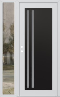 Diamond C6 52" x 80" white/white frosted Glass Panel black RHI with Sidelite clear Glass