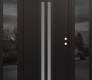 Modern Steel Front Door DIAMOND A8 68" X 80" BLACK/WHITE FROSTED GLASS PANEL BLACK LHI WITH 2 SIDELITES MIRRORED GLASS