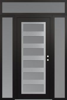 Diamond C9 60" x 96" black/white frosted Glass Panel stainless steel LHI with 2 Sidelites and Transom frosted Glass