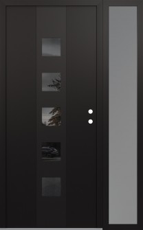 DIAMOND A13 52" X 80" BLACK/BLACK MIRRORED GLASS PANEL BLACK LHI WITH SIDELITE FROSTED GLASS