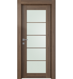 Avon 5 Lite Vetro Pecan Nutwood Hinged doors