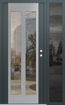 Diamond C14 48" x 80" anthracite/anthracite clear Glass Panel stainless steel LHI with Sidelite mirrored Glass