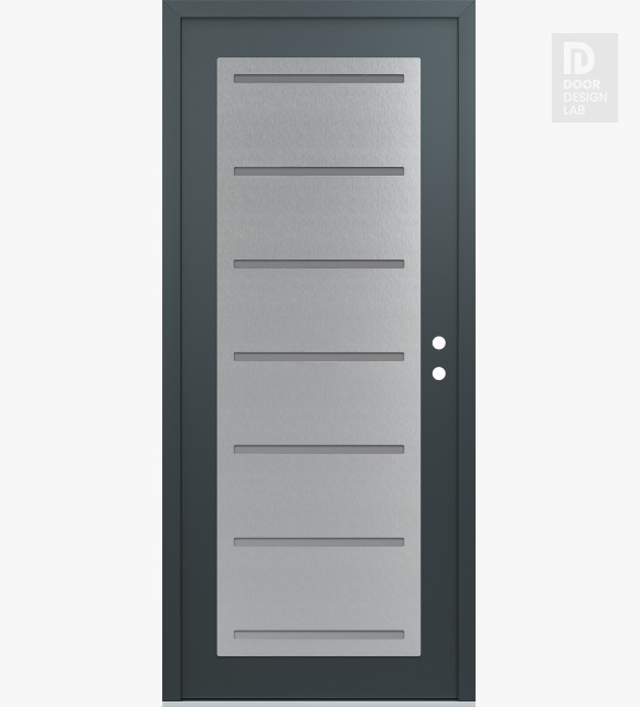 Modern Steel Front Door Diamond C11 36" x 80" anthracite/anthracite frosted Glass Panel stainless steel LHI