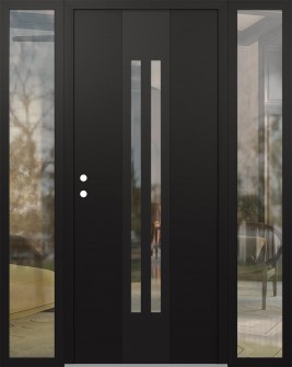 DIAMOND A8 68" X 80" BLACK/BLACK CLEAR GLASS PANEL BLACK RHI WITH 2 SIDELITES CLEAR GLASS