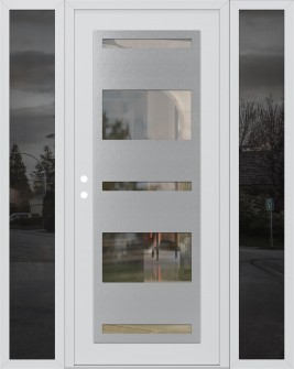 Diamond C10 64" x 80" white/white clear Glass Panel stainless steel RHI with 2 Sidelites mirrored Glass