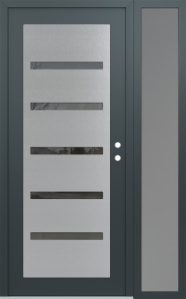 Diamond C7 50" x 80" anthracite/anthracite mirrored Glass Panel stainless steel LHI with Sidelite frosted Glass