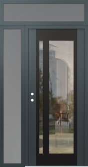 Diamond C15 48" x 96" anthracite/anthracite clear Glass Panel black RHI with Sidelite and Transom frosted Glass