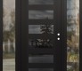 Modern Steel Front Door Diamond C9 64" x 80" black/black mirrored Glass Panel black LHI with 2 Sidelites clear Glass