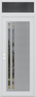 Diamond C6 36" x 96" white/white clear Glass Panel stainless steel RHI with Transom mirrored Glass