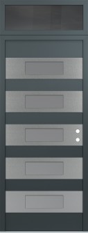Diamond D5 36" x 96" anthracite/anthracite frosted Glass Panel stainless steel LHI with Transom mirrored Glass