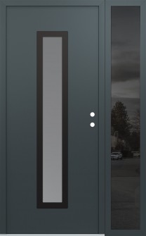 DIAMOND A11 50" X 80" ANTHRACITE/ANTHRACITE FROSTED GLASS PANEL BLACK LHI WITH SIDELITE MIRRORED GLASS