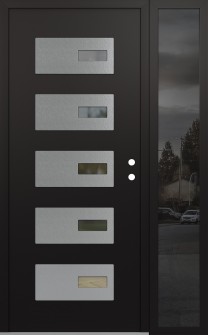 Diamond D7 48" x 80" black/black clear Glass Panel stainless steel LHI with Sidelite mirrored Glass