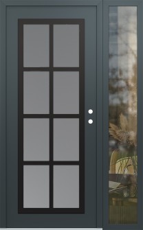 Diamond C16 50" x 80" anthracite/anthracite frosted Glass Panel black LHI with Sidelite clear Glass