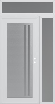 Diamond C6 48" x 96" white/white frosted Glass Panel stainless steel LHI with Sidelite and Transom frosted Glass