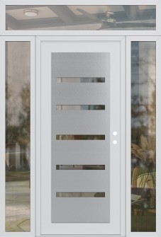 Diamond C7 68" x 96" white/white clear Glass Panel stainless steel LHI with 2 Sidelites and Transom clear Glass