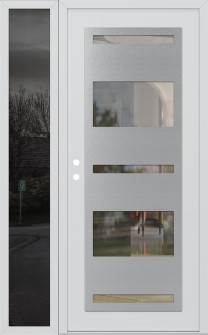 Diamond C10 52" x 80" white/white clear Glass Panel stainless steel RHI with Sidelite mirrored Glass