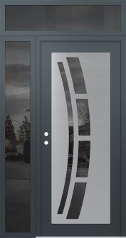Diamond C12 50" x 96" anthracite/anthracite mirrored Glass Panel stainless steel RHI with Sidelite and Transom mirrored Glass