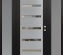 Modern Steel Front Door Diamond C7 64" x 80" black/black clear Glass Panel stainless steel LHI with 2 Sidelites frosted Glass