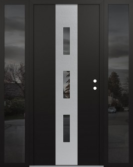 DIAMOND A7 68" X 80" BLACK/BLACK MIRRORED GLASS PANEL STAINLESS STEEL LHI WITH 2 SIDELITES MIRRORED GLASS