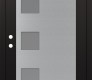 Modern Steel Front Door Diamond C5 36" x 80" black/white frosted Glass Panel stainless steel RHI