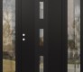 Modern Steel Front Door DIAMOND A7 64" X 80" BLACK/BLACK CLEAR GLASS PANEL BLACK RHI WITH 2 SIDELITES CLEAR GLASS