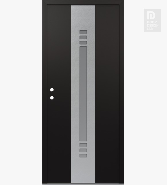 Modern Steel Front Door DIAMOND A5 36" X 80" BLACK/WHITE FROSTED GLASS PANEL STAINLESS STEEL RHI