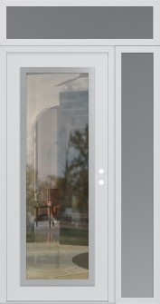 Diamond C1 50" x 96" white/white clear Glass Panel stainless steel LHI with Sidelite and Transom frosted Glass