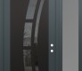 Modern Steel Front Door Diamond C12 52" x 96" anthracite/anthracite mirrored Glass Panel black LHI with Sidelite and Transom frosted Glass