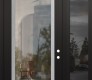 Modern Steel Front Door Diamond C1 50" x 96" black/black clear Glass Panel stainless steel LHI with Sidelite and Transom mirrored Glass