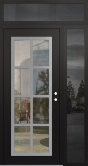 Diamond C16 50" x 96" black/black clear Glass Panel stainless steel LHI with Sidelite and Transom mirrored Glass