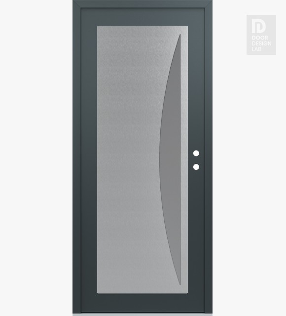 Modern Steel Front Door Diamond C13 36" x 80" anthracite/anthracite frosted Glass Panel stainless steel LHI