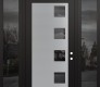 Modern Steel Front Door Diamond C5 60" x 96" black/black mirrored Glass Panel stainless steel LHI with 2 Sidelites and Transom mirrored Glass