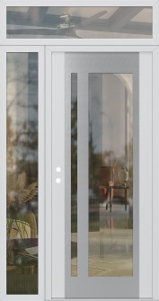 Diamond C15 52" x 96" white/white clear Glass Panel stainless steel RHI with Sidelite and Transom clear Glass