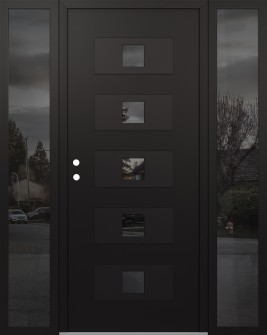 Diamond D8 64" x 80" black/black Mirrored Glass Panel black RHI with 2 Sidelites Mirrored Glass