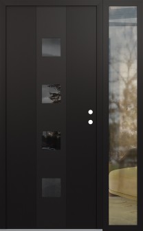 DIAMOND A12 48" X 80" BLACK/BLACK MIRRORED GLASS PANEL BLACK LHI WITH SIDELITE CLEAR GLASS