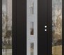 Modern Steel Front Door DIAMOND A7 64" X 80" BLACK/BLACK CLEAR GLASS PANEL STAINLESS STEEL LHI WITH 2 SIDELITES CLEAR GLASS