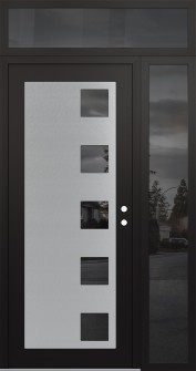Diamond C5 48" x 96" black/black mirrored Glass Panel stainless steel LHI with Sidelite and Transom mirrored Glass