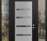 Modern Steel Front Door Diamond C7 60" x 96" black/black clear Glass Panel stainless steel LHI with 2 Sidelites and Transom clear Glass