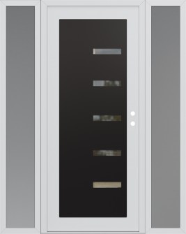 Diamond C8 60" x 80" white/white clear Glass Panel black LHI with 2 Sidelites frosted Glass