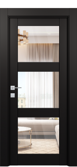 Avon 3 Lite Clear Vetro Black Matte Single Doors