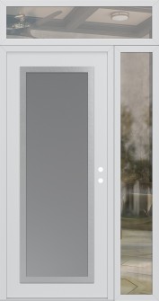 Diamond C1 52" x 96" white/white frosted Glass Panel stainless steel LHI with Sidelite and Transom clear Glass