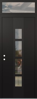 DIAMOND A10 36" X 96" BLACK/BLACK CLEAR GLASS PANEL BLACK RHI WITH TRANSOM CLEAR GLASS