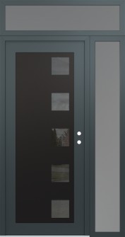 Diamond C5 48" x 96" anthracite/anthracite mirrored Glass Panel black LHI with Sidelite and Transom frosted Glass