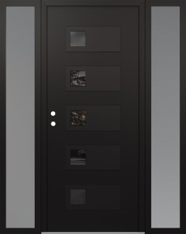 Diamond D2 60" x 80" black/black mirrored Glass Panel black RHI with 2 Sidelites frosted Glass