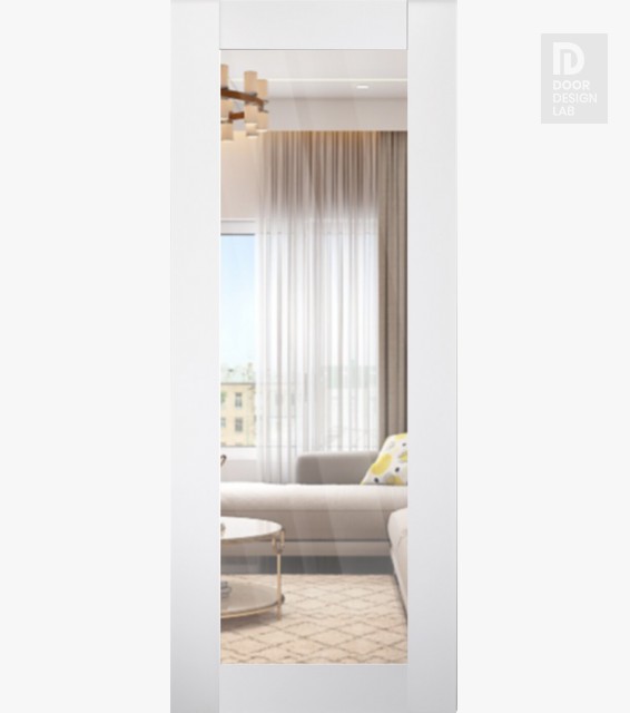 DOOR SLAB SMART PRO 207 CLEAR VETRO POLAR WHITE 36" X 84" X 1 3/4" TEMPERED CLEAR GLASS
