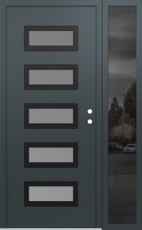 Diamond D1 50" x 80" anthracite/anthracite frosted Glass Panel black LHI with Sidelite mirrored Glass