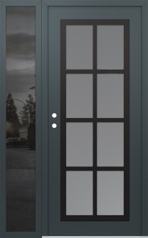 Diamond C16 48" x 80" anthracite/anthracite frosted Glass Panel black RHI with Sidelite mirrored Glass