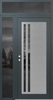 Diamond C6 48" x 96" anthracite/anthracite mirrored Glass Panel stainless steel RHI with Sidelite and Transom mirrored Glass
