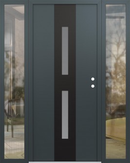 DIAMOND A6 64" X 80" ANTHRACITE/ANTHRACITE FROSTED GLASS PANEL BLACK LHI WITH 2 SIDELITES CLEAR GLASS