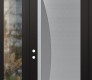 Modern Steel Front Door Diamond C13 48" x 96" black/white frosted Glass Panel stainless steel RHI with Sidelite and Transom clear Glass